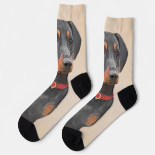German Pinscher Painting Original Animal Art Socks