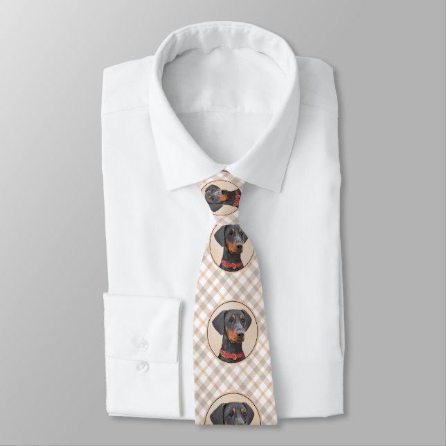 German Pinscher Painting Original Animal Art Tie (Tied)