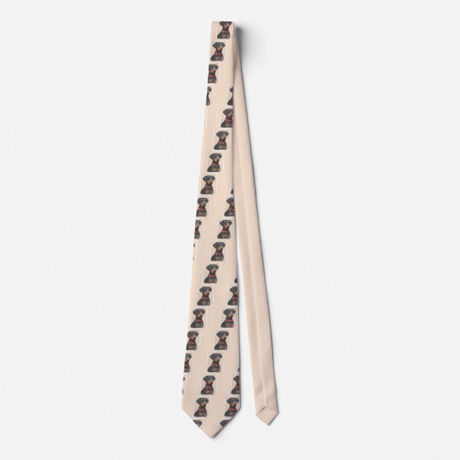 German Pinscher Painting Original Animal Art Tie (Front)