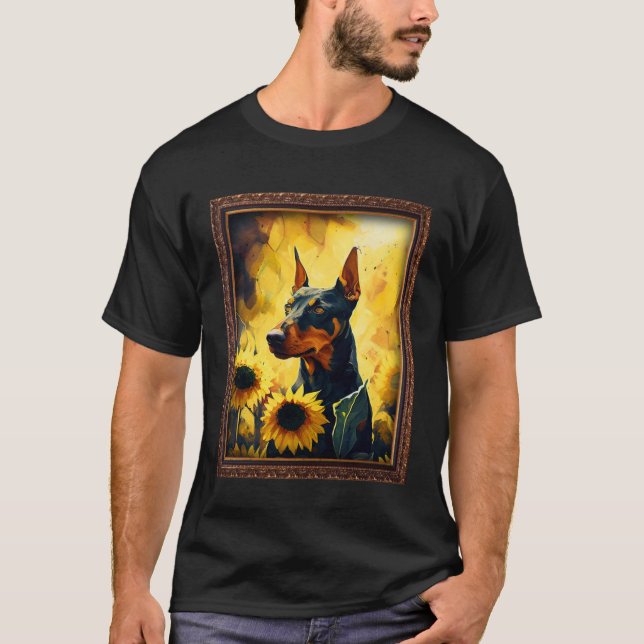 German Pinscher Painting Sunflower Flower Mom Wome T-Shirt (Front)