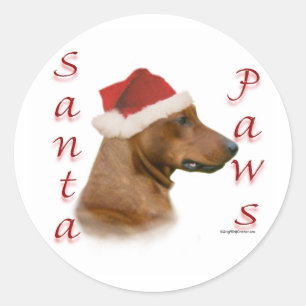 German Pinscher Santa Paws Classic Round Sticker
