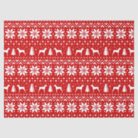 German Pinscher Silhouettes Christmas Pattern Red