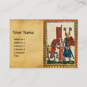 GERMAN POET AS TEUTONIC KNIGHT MEDIEVAL MINIATURE BUSINESS CARD