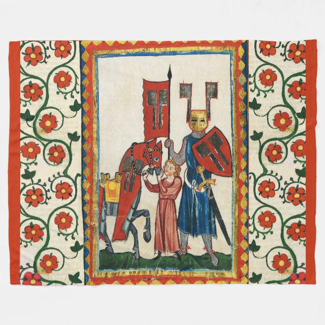 GERMAN POET AS TEUTONIC KNIGHT MEDIEVAL MINIATURE  FLEECE BLANKET (Front (Horizontal))