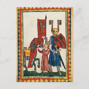GERMAN POET AS TEUTONIC KNIGHT MEDIEVAL MINIATURE  POSTCARD