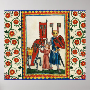 GERMAN POET AS TEUTONIC KNIGHT MEDIEVAL MINIATURE  POSTER