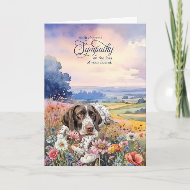 German Pointer Field of Wildflowers Pet Sympathy Card (Front)