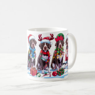 German Pointer Santa hat antlers elf Christmas Coffee Mug