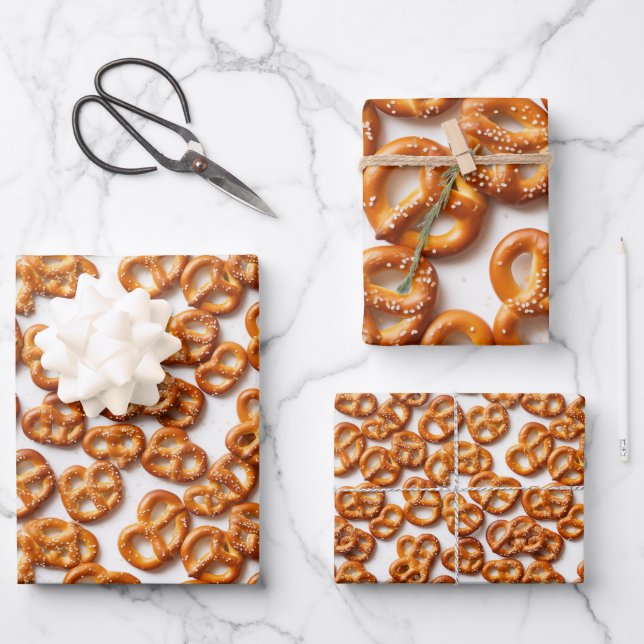 German Pretzels Pattern Wrapping Paper Sheet (Front)