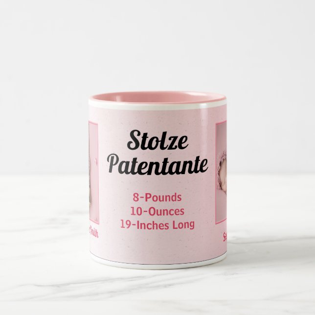German Proud Godmother New Baby Photo Two-Tone Coffee Mug (Center)
