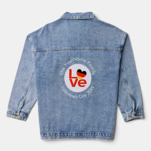 German Red LOVE Heart Flag Personalised Text  Denim Jacket