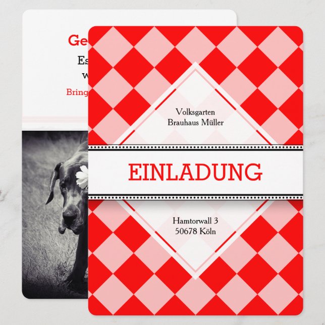 German Red White Invitation (Front/Back)