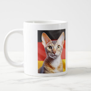 German Rex Cat German Flag In Background Large Coffee Mug