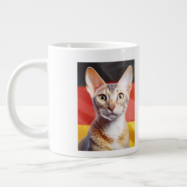 German Rex Cat German Flag In Background Large Coffee Mug (Left)