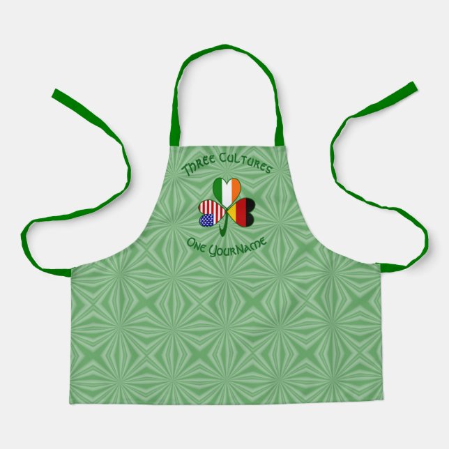 German rish USA Flags Shamrock Personalised Kid's  Apron (Front)