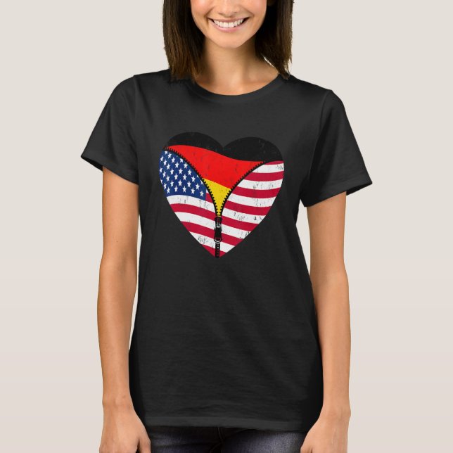 German Roots America Grown For Half Germany Americ T-Shirt (Front)