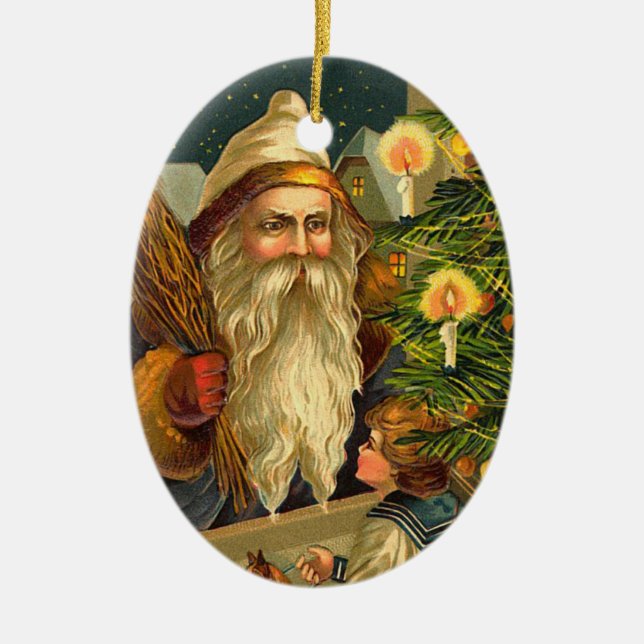German Santa Claus in Yellow Coat Ornaments (Front)
