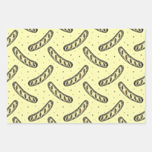 German Sausage Pattern Wrapping Paper Sheet