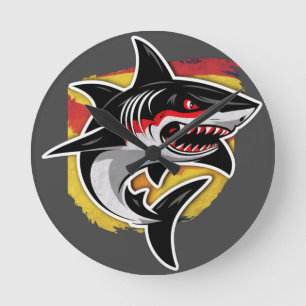 German Shark Round Clock