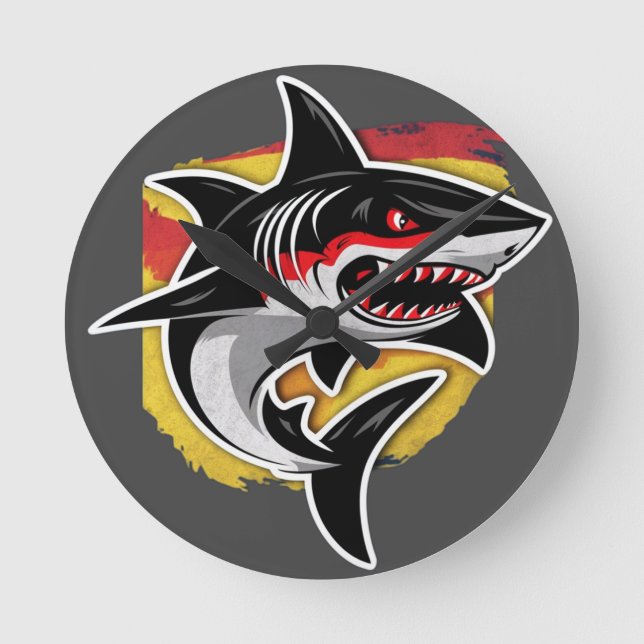 German Shark Round Clock (Front)