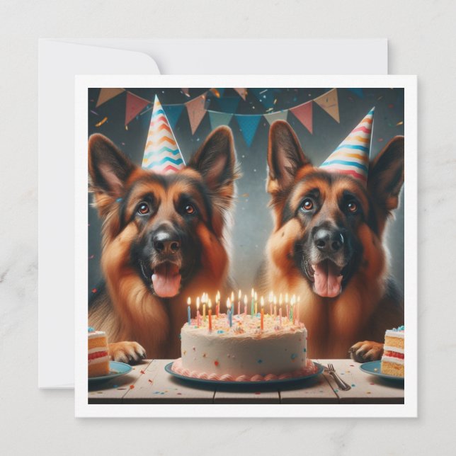 German Shepard birthday invitation, Dog birthday  Invitation (Front)