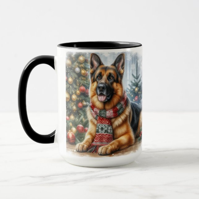 German Shepard ChristmasCoffee Mug Cup (Left)