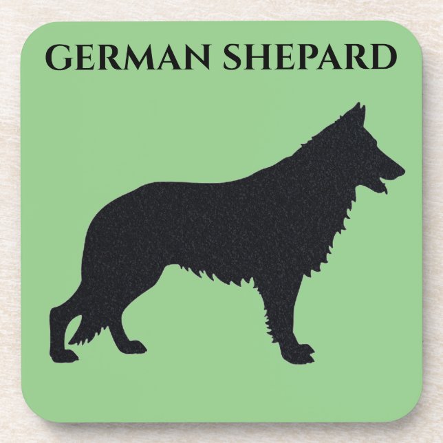 GERMAN SHEPARD coasters with cork back set. (Front)