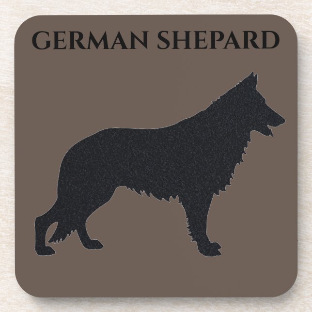 GERMAN SHEPARD coasters with cork back set. (Front)