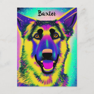 German Shepard Confetti Pop Art w/ Optional Name Postcard