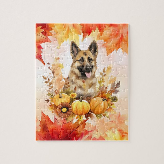 German Shepard in Autumn  Jigsaw Puzzle (Vertical)