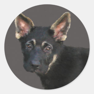 German Shepard Puppy-Pastels Classic Round Sticker