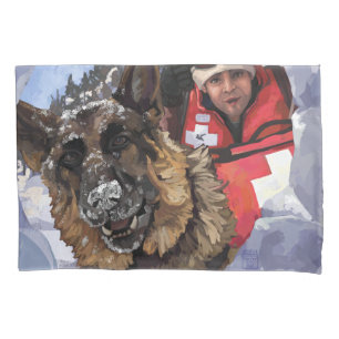 German Shepard Search and Rescue in the Snow Pillowcase