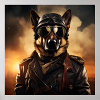 German Sheperd Aviator WWI Vintage Portrait