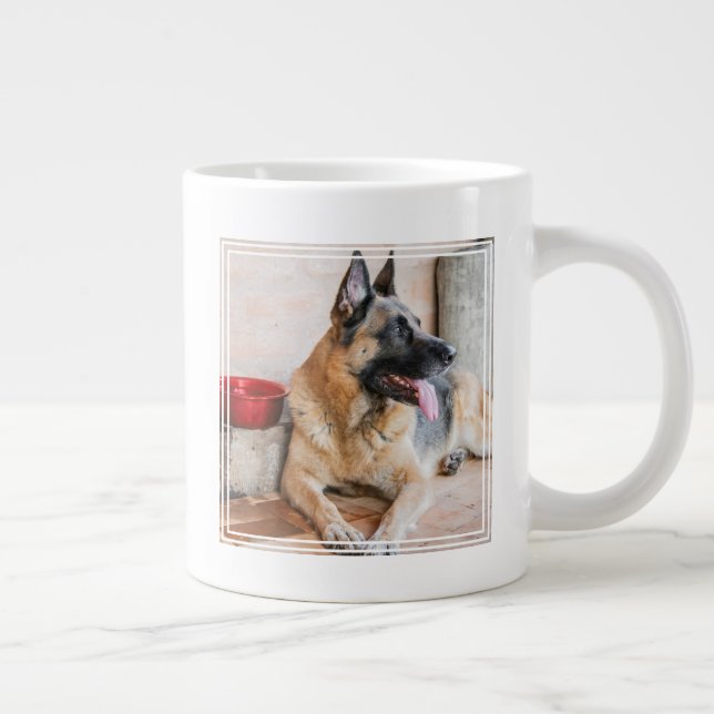 German Sheperd Resting By Water Basin Large Coffee Mug (Right)