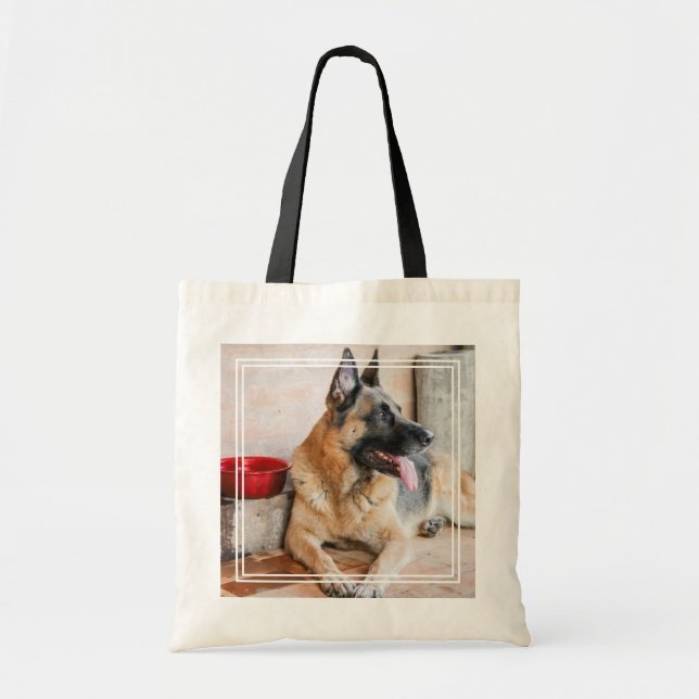 German Sheperd Resting By Water Basin Tote Bag (Front)