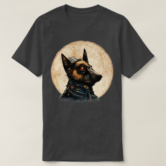German Sheperd Surreal Steampunk Artwork Dog Lover T-Shirt (Design Front)
