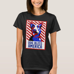German Shepherd 4th Of July Dog Bless Merica USA F T-Shirt