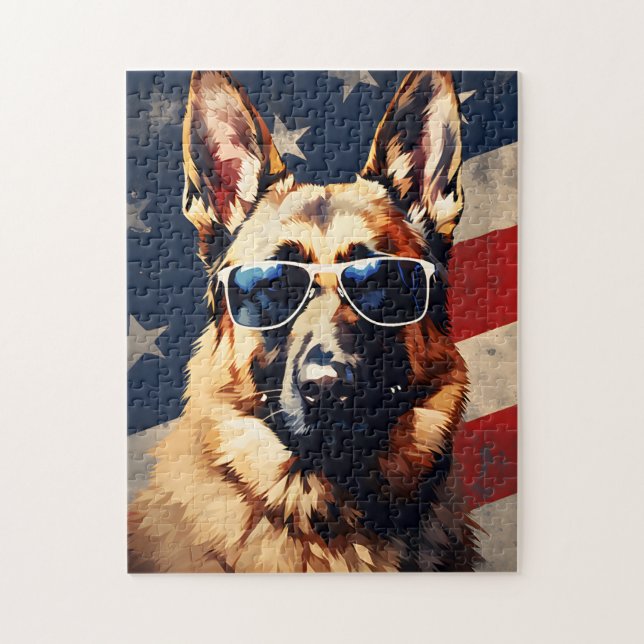 German Shepherd 4th of July Independence day Jigsaw Puzzle (Vertical)