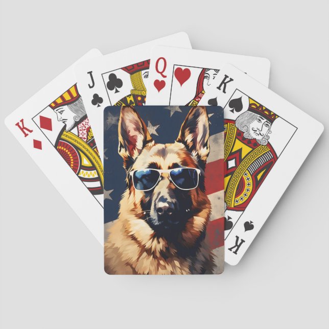 German Shepherd 4th of July Independence day Playing Cards (Back)