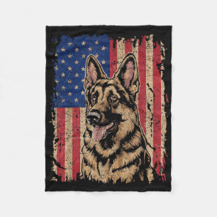 German Shepherd 4th Of July Patriotic Usa Independ Fleece Blanket