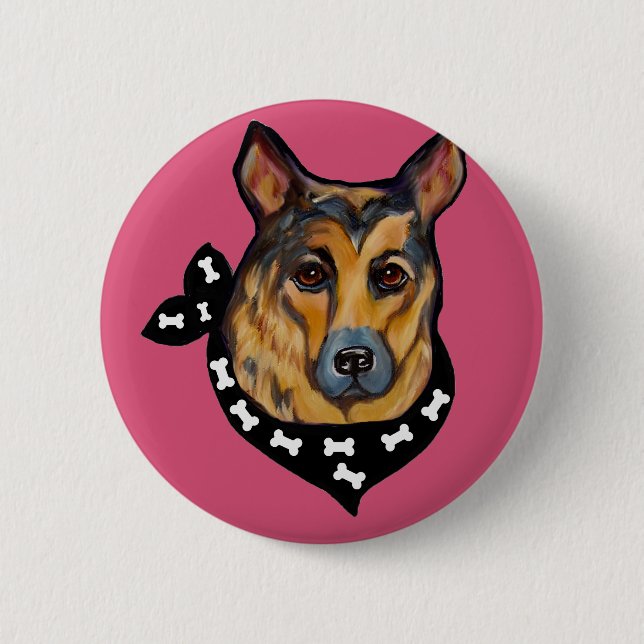 GERMAN SHEPHERD 6 CM ROUND BADGE (Front)