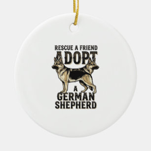 German Shepherd Adoption Vintage Rescue Dog Shirt Ceramic Ornament