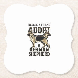 German Shepherd Adoption Vintage Rescue Dog Shirt  Paper Coaster