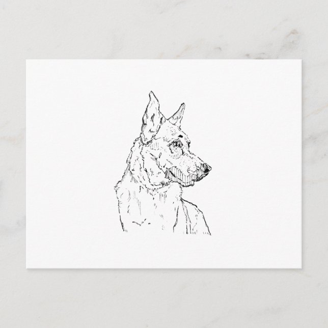 German Shepherd Alsatian Dog Art Postcard (Front)