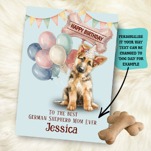 German Shepherd (Alsatian) Dog Mum/Dad Birthday Card