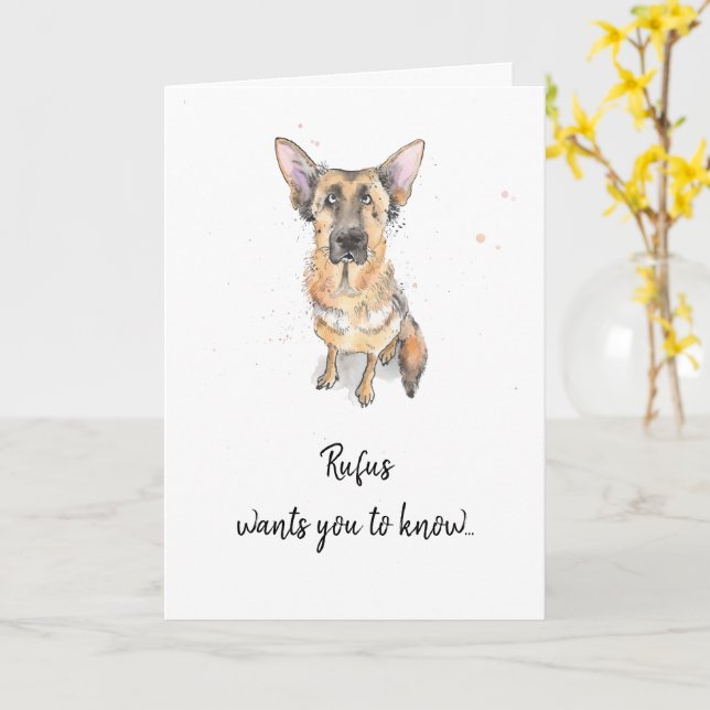 German Shepherd, Alsation customised Mother’s day Card (Yellow Flower)