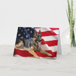German Shepherd America  Flag Card