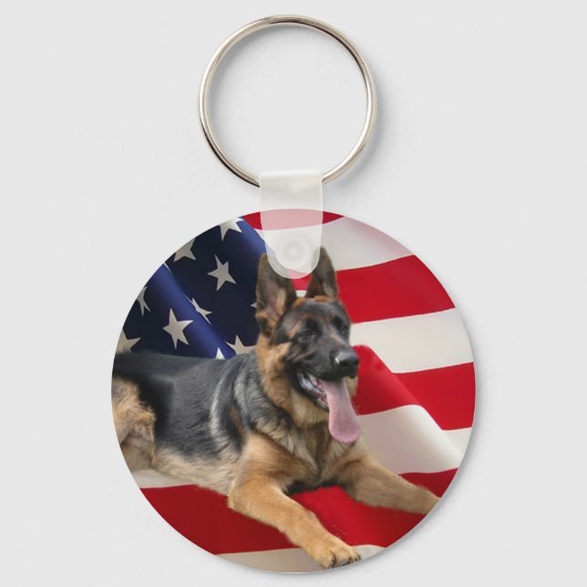 German Shepherd America Keychain (Front)