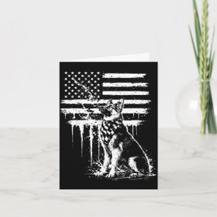 German shepherd american flag 4th of july dog love card