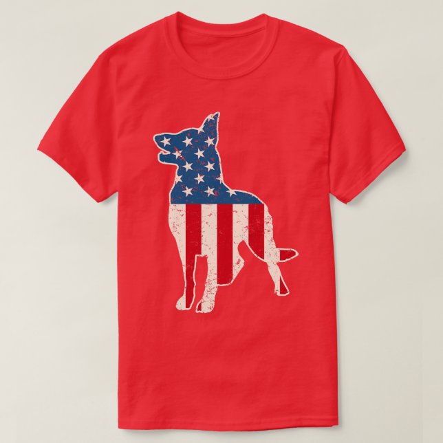 German Shepherd American Flag 4th of July  for Men T-Shirt (Design Front)